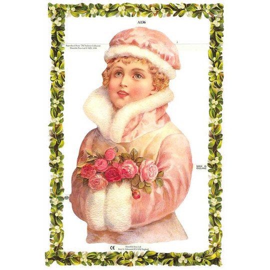 Victorian Maiden and Leaf Border Scraps ~ England